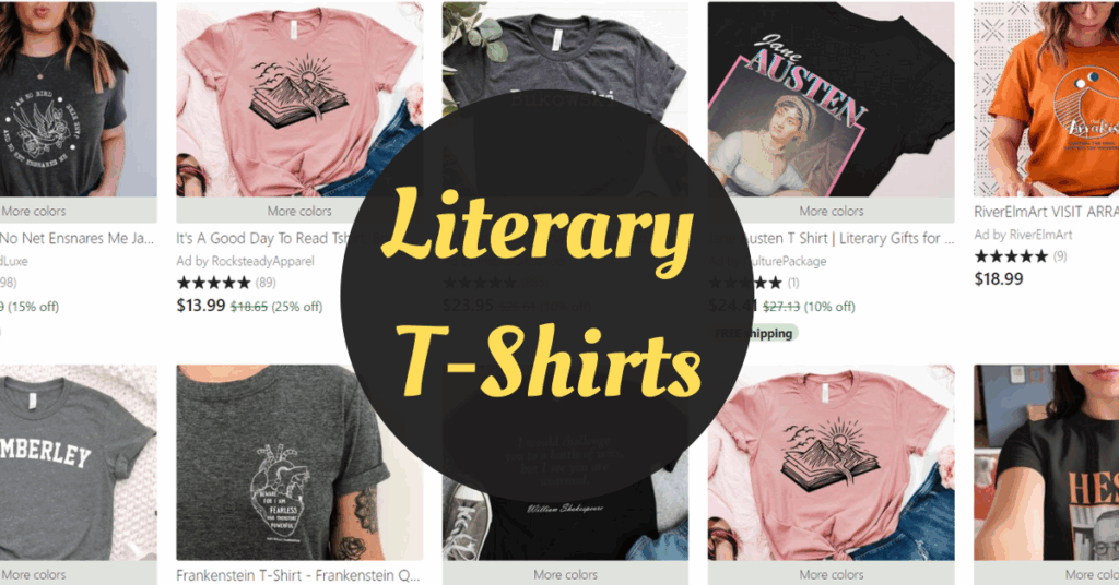 different kinds of literary t-shirts from gifts for book lovers