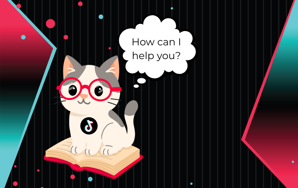 tiktok algorithm for authors starring cat on black and pink background